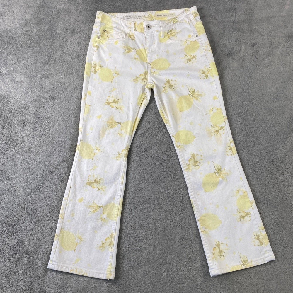 Pilcro and the Letterpress Jeans Womens 28 White Yellow Lemon High Rise Bootcut